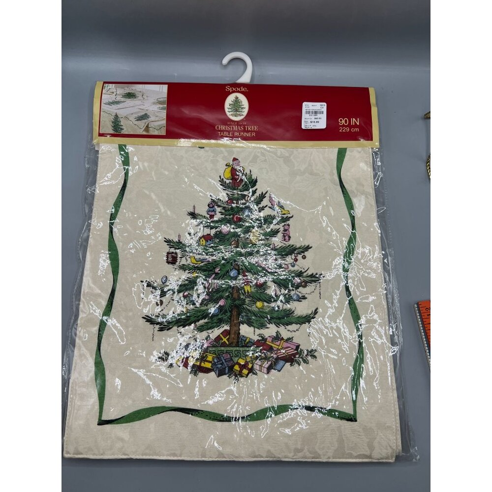 Spode Christmas Tree Table Runner 90 in Ivory & Green Fine Dining Holiday Decor - Picture 8 of 8